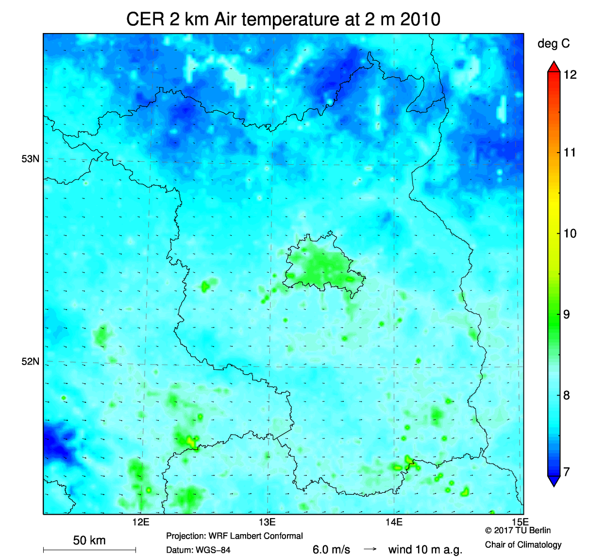 Mean Air Temperature at 2 m 2010